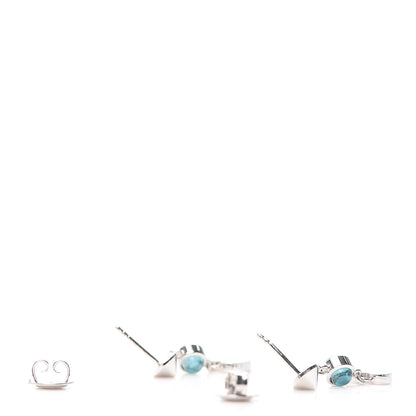 Gucci Sterling Silver Trademark Blue Topaz Heart Drop Earrings 3 of 7