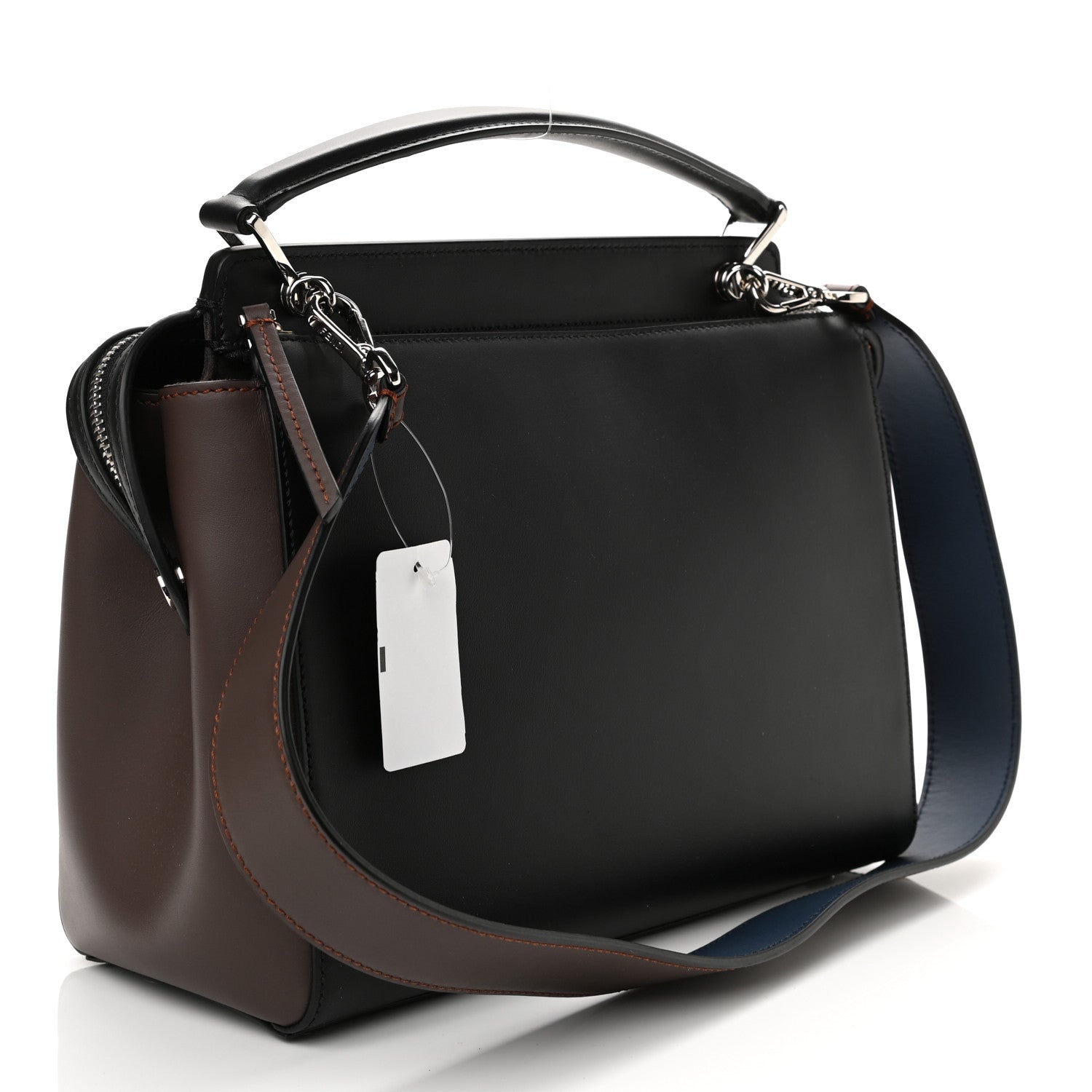 Fendi Vitello Baltico Shiny Nappa Lace Up DotCom Satchel Black Moresco Multicolor 2 of 10