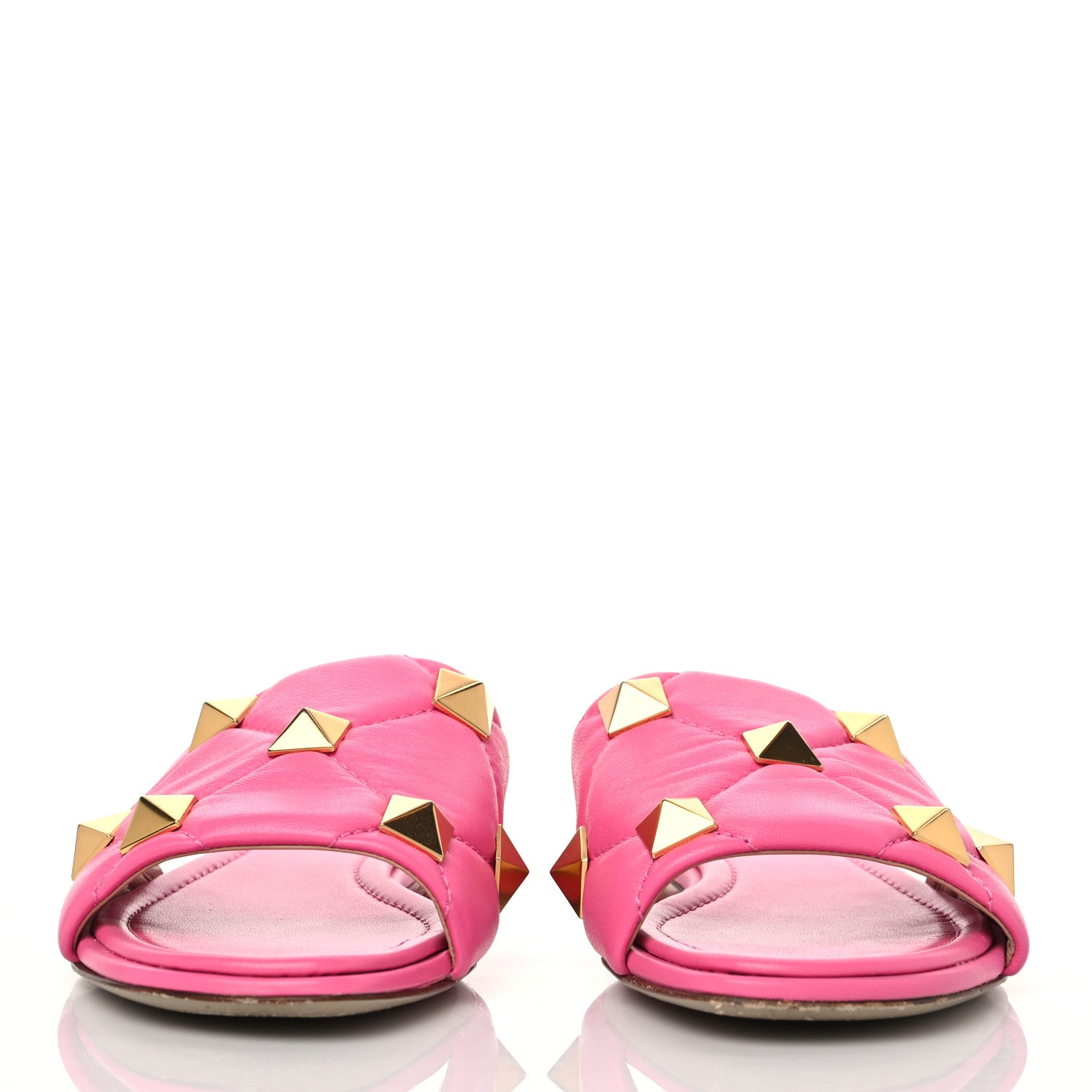 Valentino Garavani Nappa Roman Stud Flat Slide Sandals 38 Feminine Pink 3 of 12