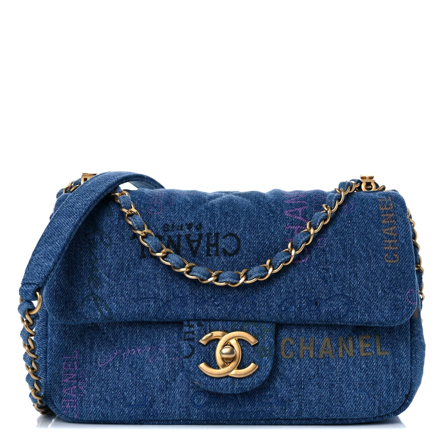 Chanel Denim Quilted Mini Denim Mood Rectangular Flap Blue Multicolor 1 of 12