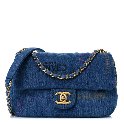 Chanel Denim Quilted Mini Denim Mood Rectangular Flap Blue Multicolor 1 of 12