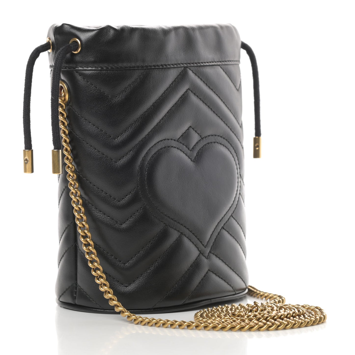 Calfskin Matelasse Mini GG Marmont 2.0 Bucket Bag Black
