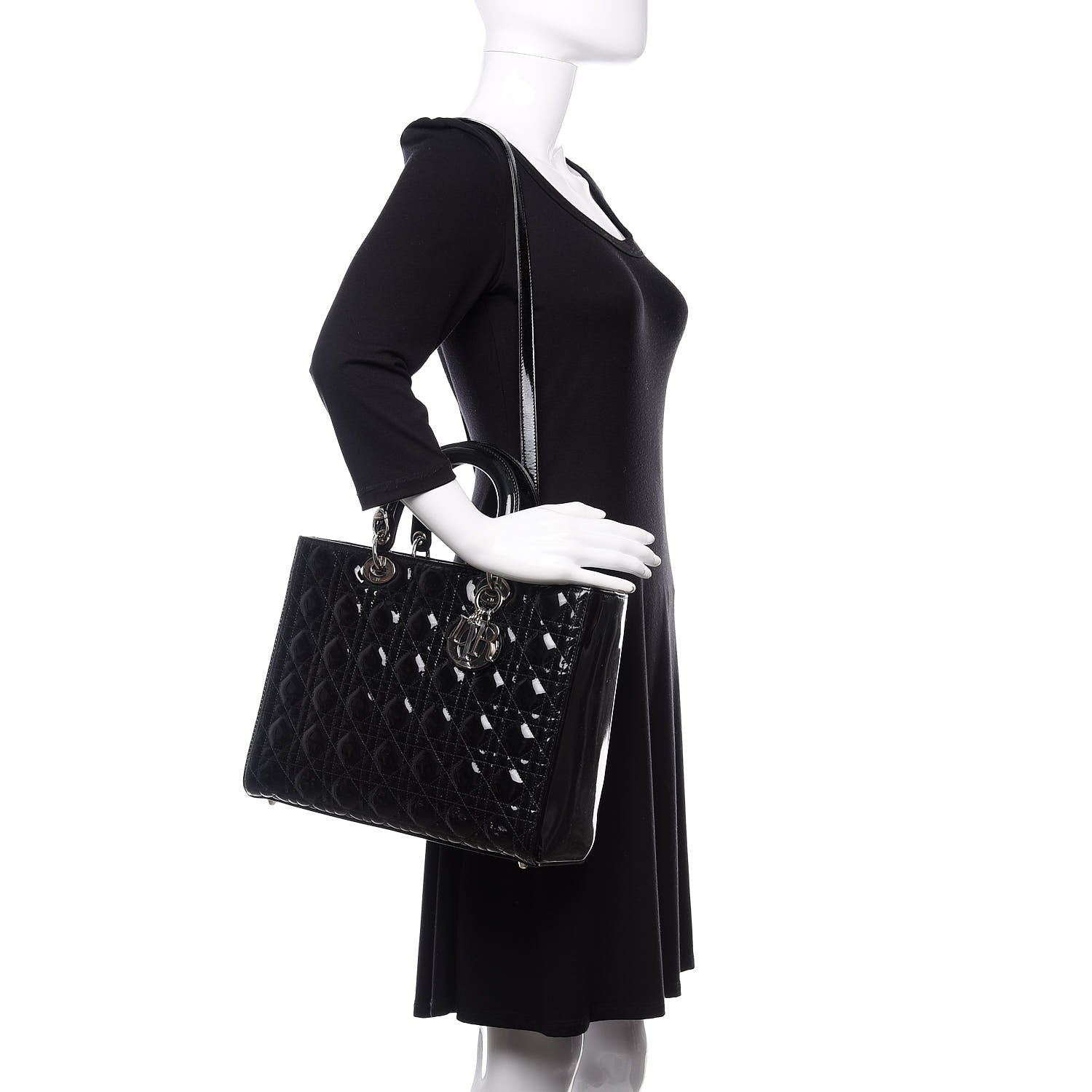 Christian Dior Patent Cannage Large Lady Dior Black 2 of 11