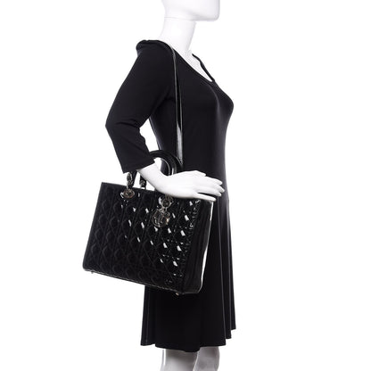 Christian Dior Patent Cannage Large Lady Dior Black 2 of 11
