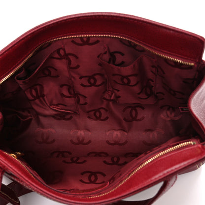 Chanel Caviar CC Stitched Tote Red 5 of 10