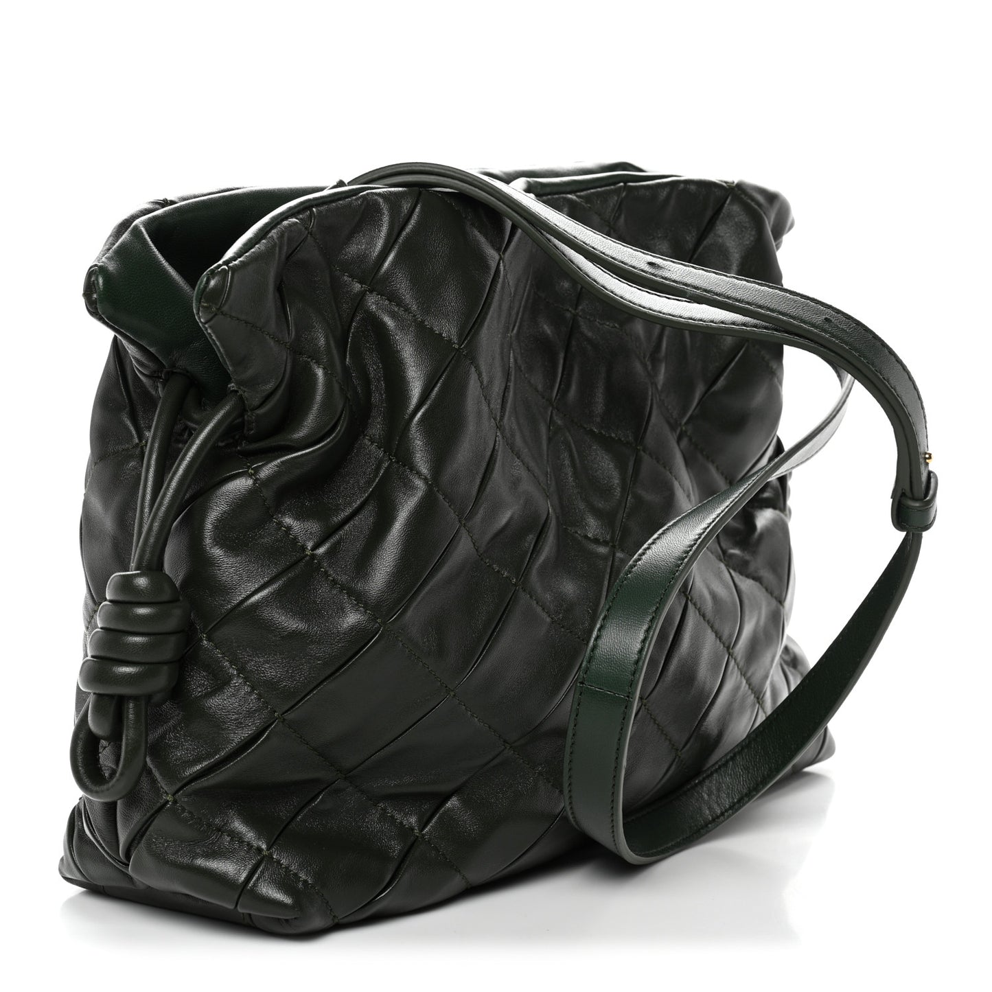 Calfskin Quilted Flamenco Knot Clutch Verde