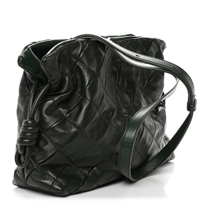 Loewe Calfskin Quilted Flamenco Knot Clutch Verde 3 of 10