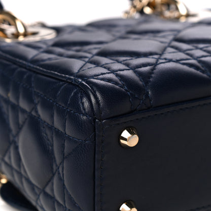 Christian Dior Lambskin Cannage Mini Lady Dior Navy Blue 8 of 10