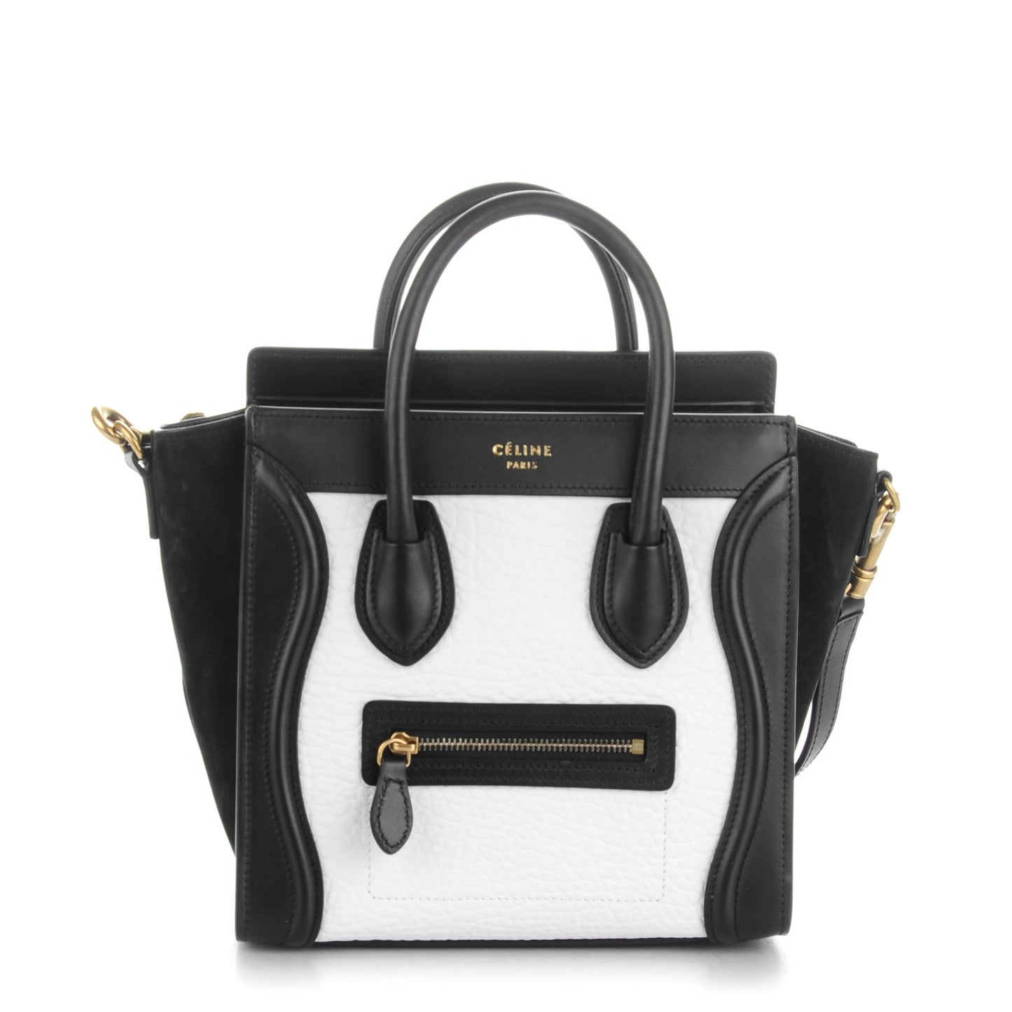 Bullhide Calfskin Nubuck Bi-Color Nano Luggage Black White