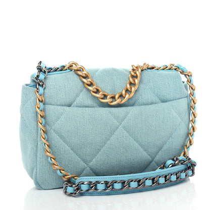 Chanel Denim Quilted Medium Chanel 19 Flap Neon Blue 3 of 10
