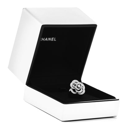 Chanel 18K White Gold Diamond Fil de Camelia Ring 50 5.25 6 of 6