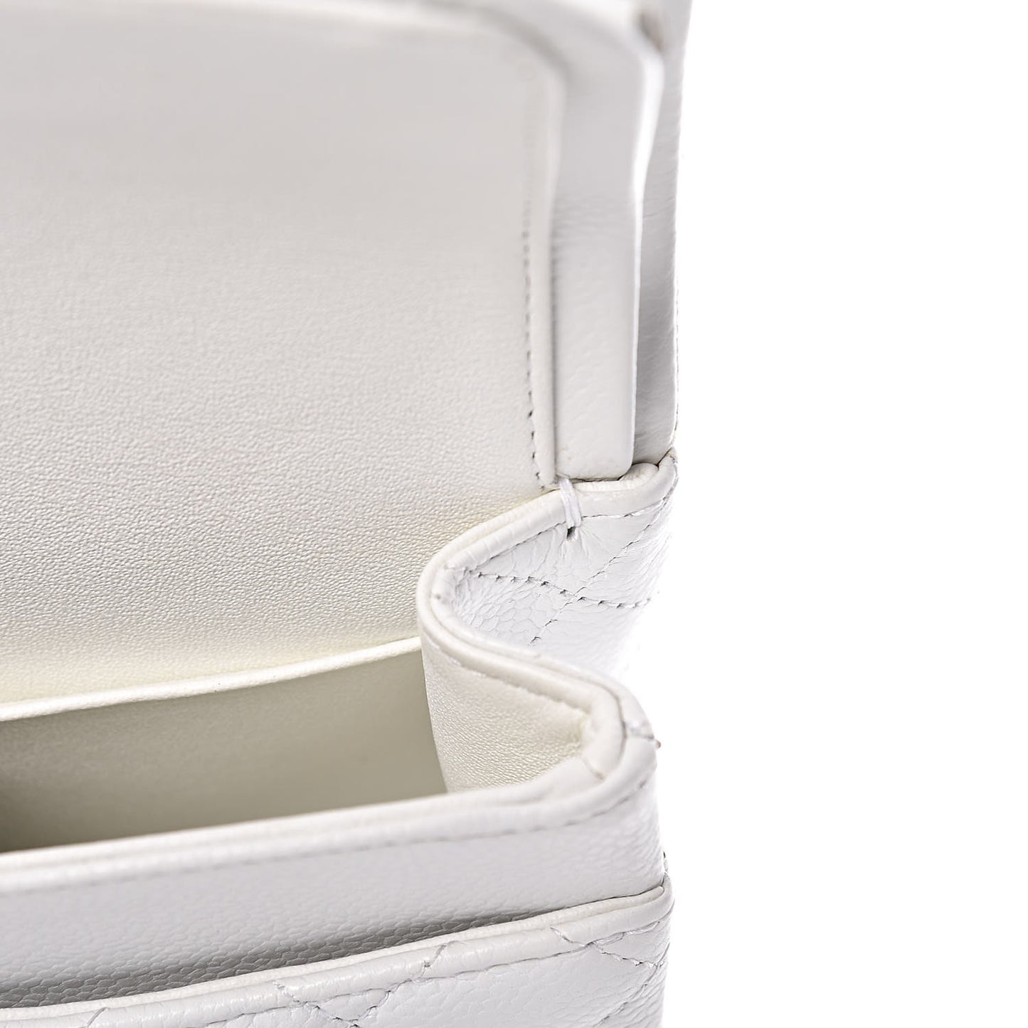 Caviar Quilted Medium Double Flap White