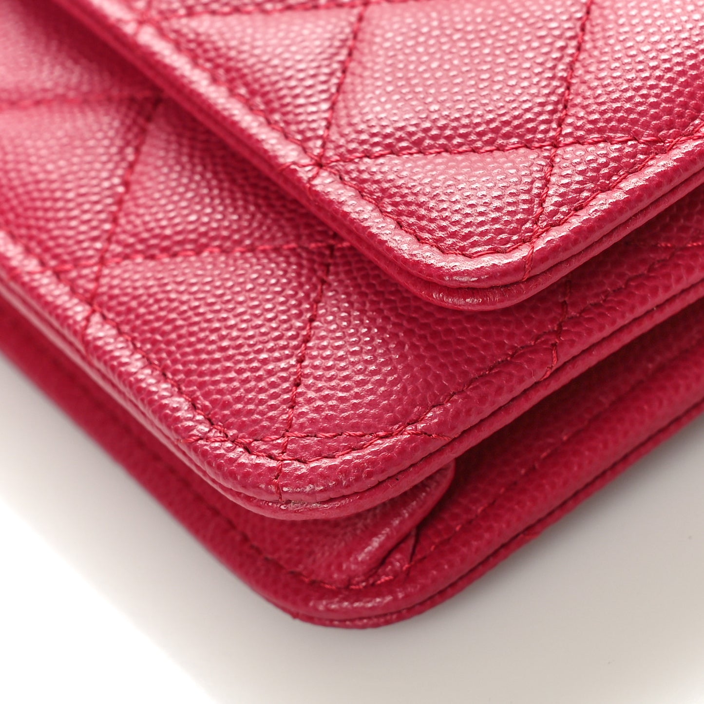 Caviar Quilted Wallet on Chain WOC Dark Pink