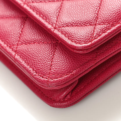Chanel Caviar Quilted Wallet on Chain WOC Dark Pink 10 of 11