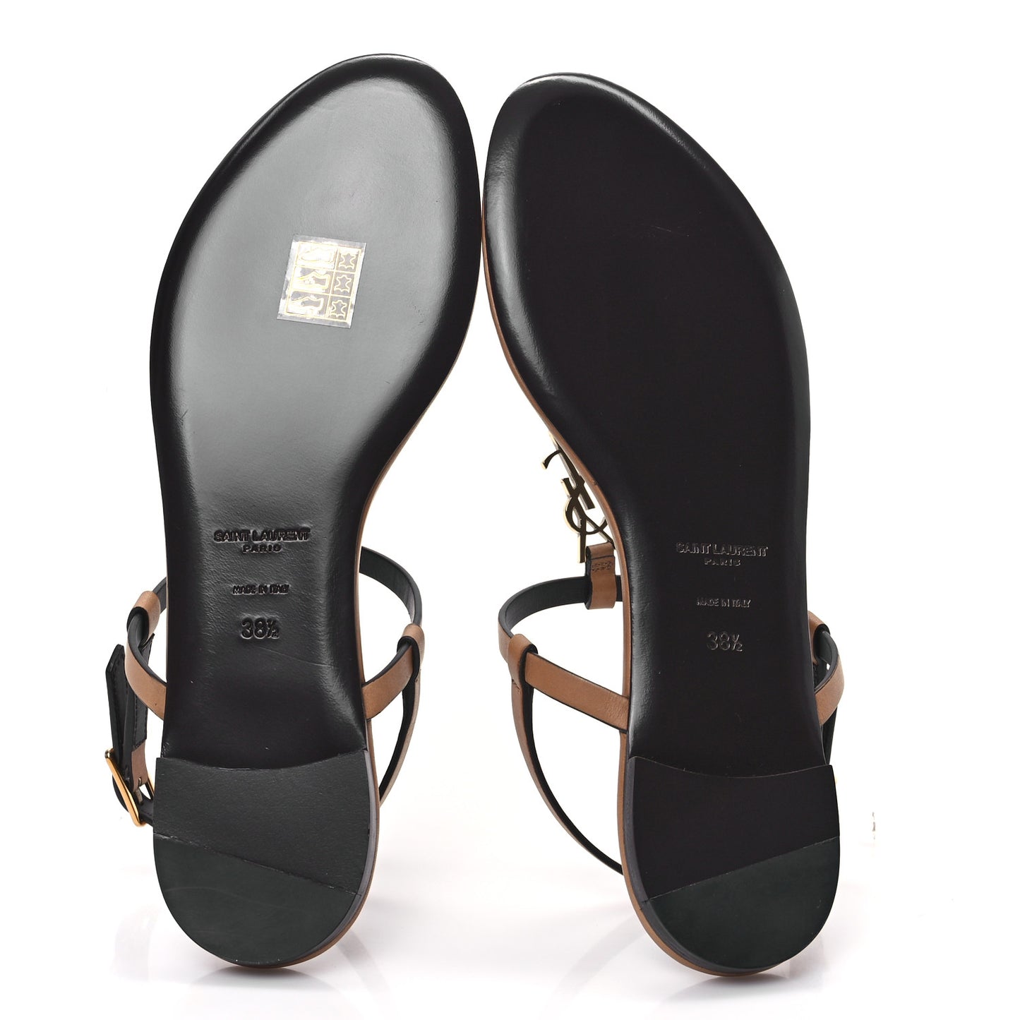 Calfskin Cassandra Monogram Sandals 38.5 Brown