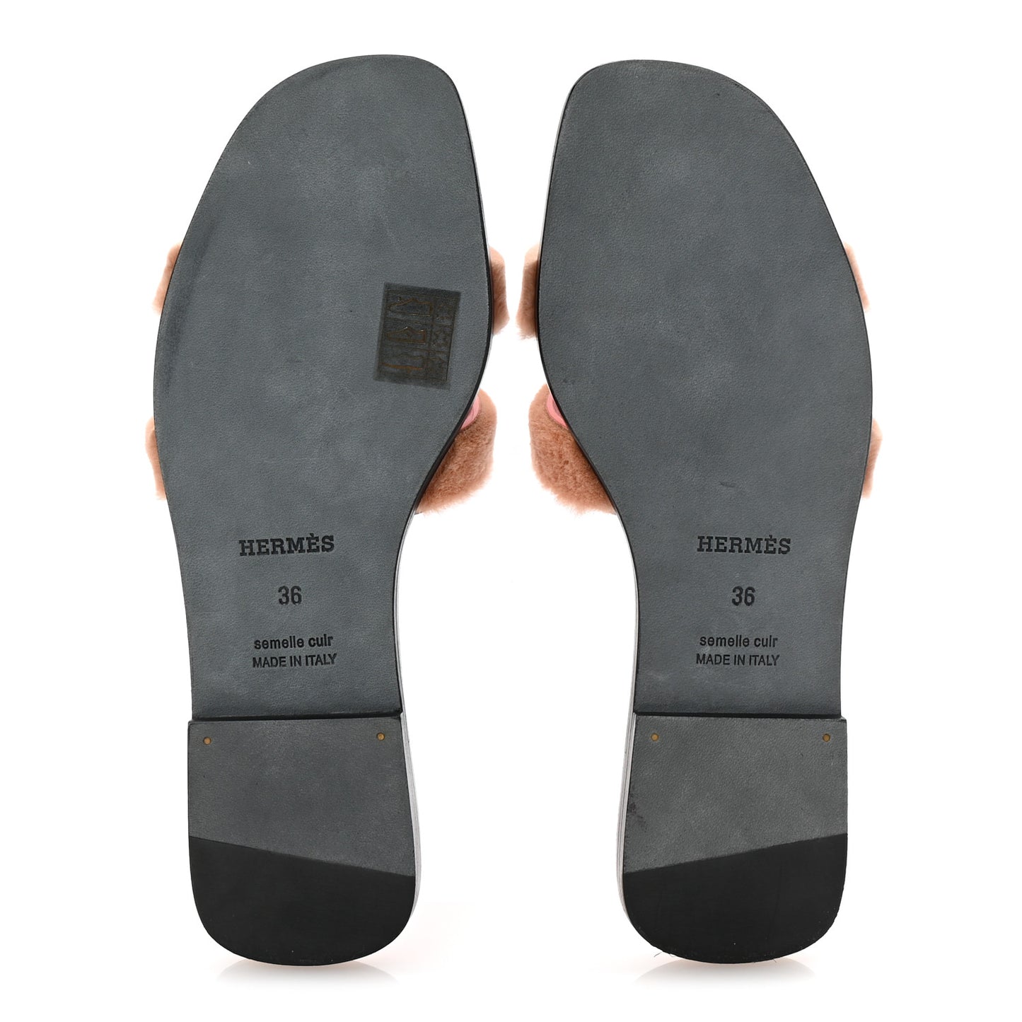 Mink Fur Oran Sandals 36 Blush Gris Fume