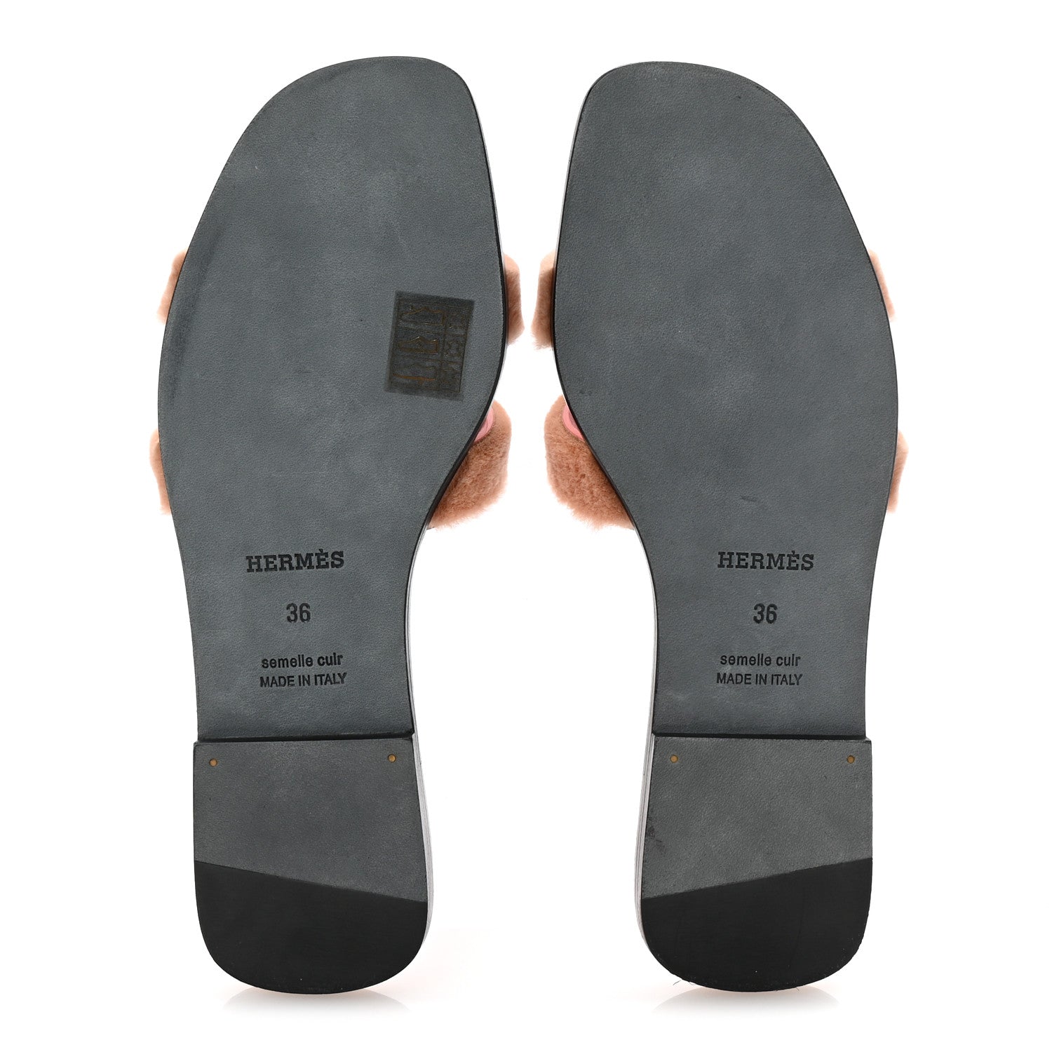 Hermes Mink Fur Oran Sandals 36 Blush Gris Fume 6 of 9