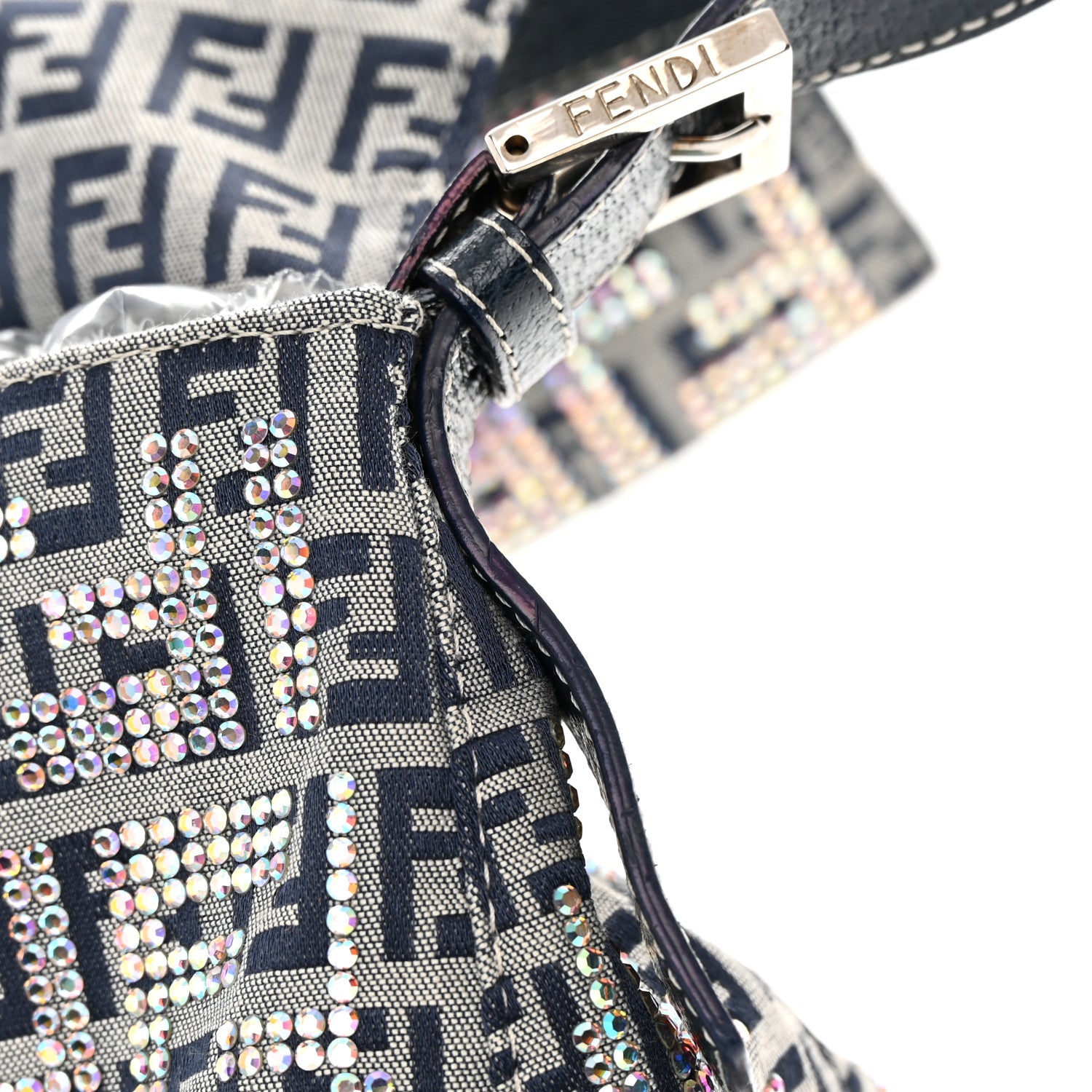 Fendi Zucchino Crystal Mama Baguette Navy 15 of 15