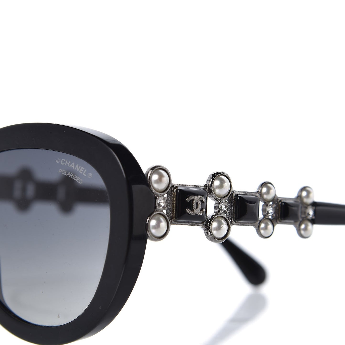 Pearl Crystal Bijoux Polarized Sunglasses 5335-B-A Black