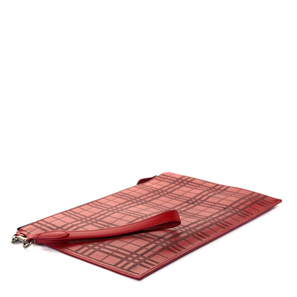 Burberry Calfskin Perforated Check Edin Zip Pouch Rust 6 of 7