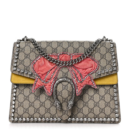 Gucci GG Supreme Monogram Crystal Bow Embroidered Medium Dionysus Shoulder Bag Yellow 1 of 12