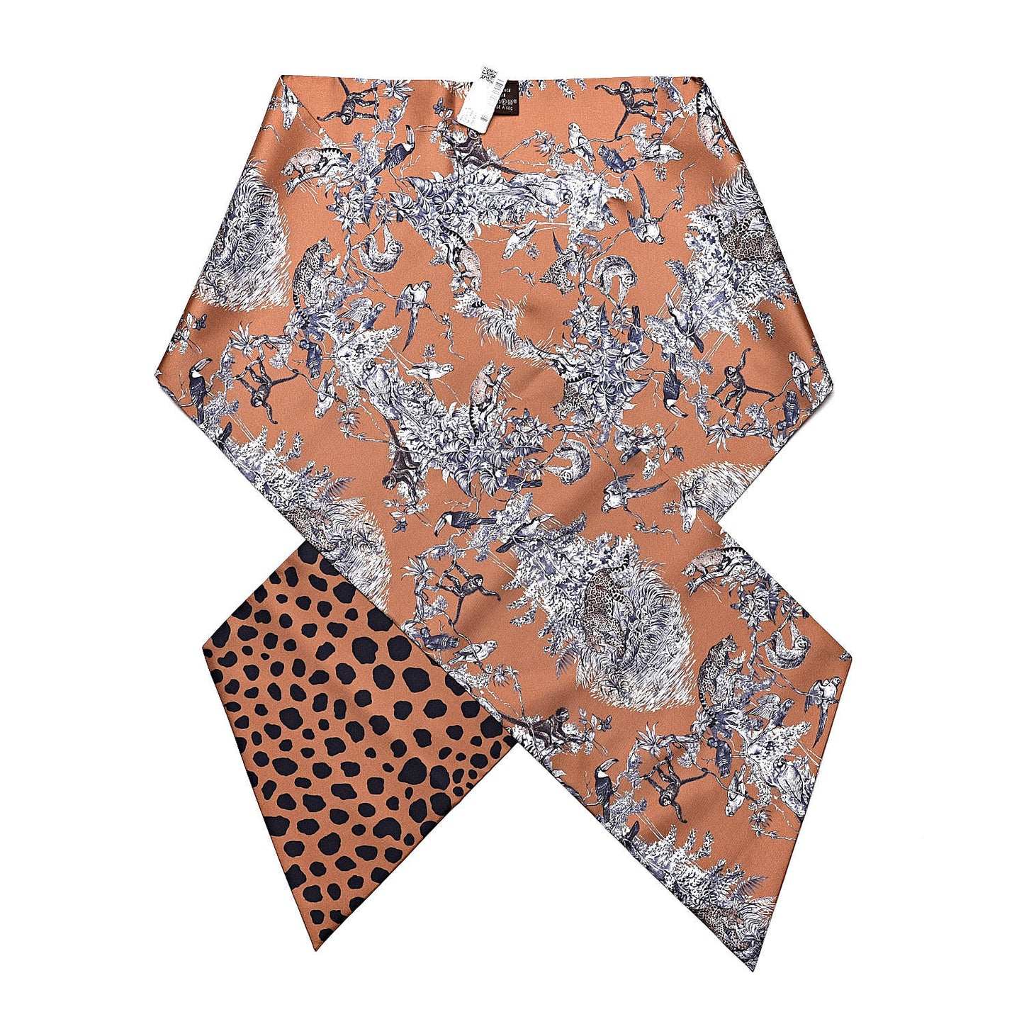 Silk Equateur Maxi Twilly Tabac Gris Bleuete