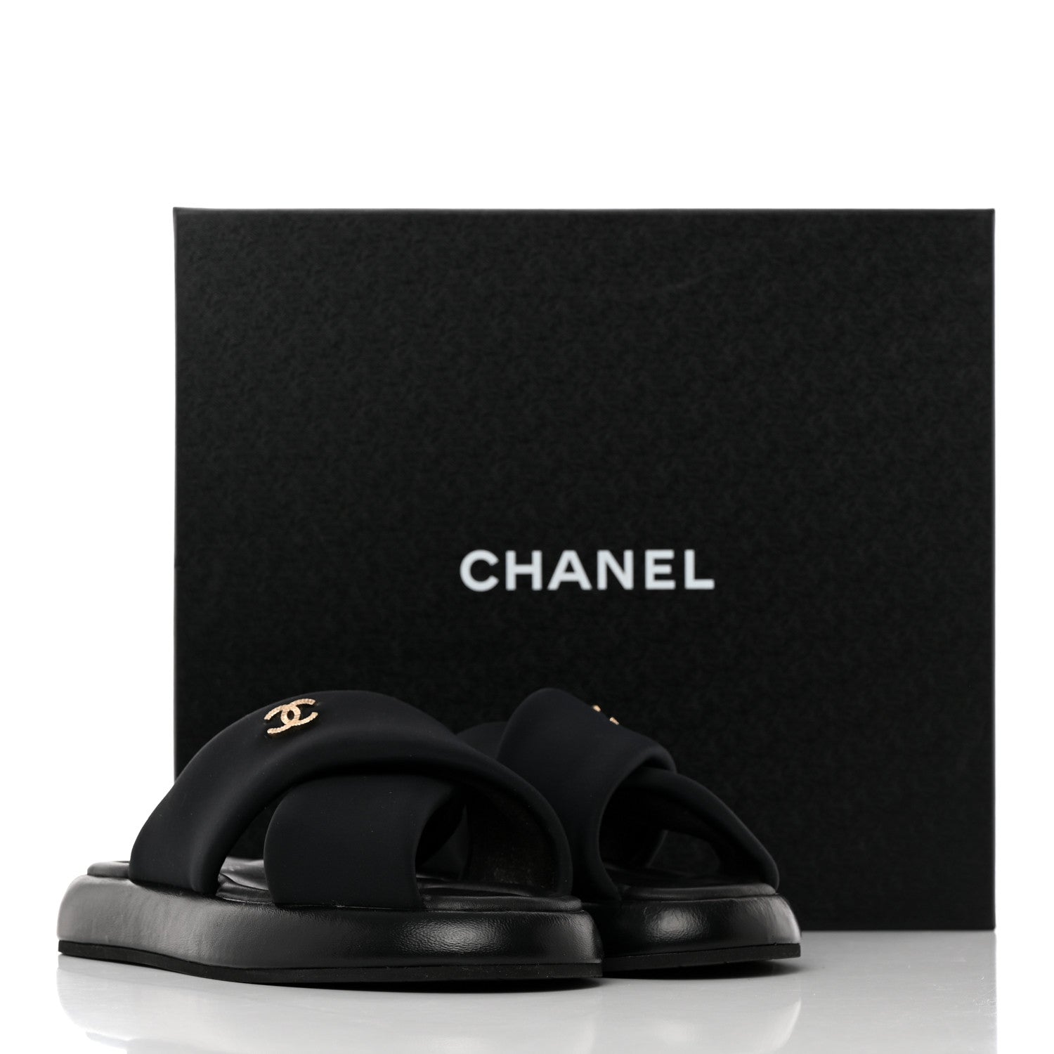 Chanel Fabric CC Mules Sandals 36 Black 15 of 15