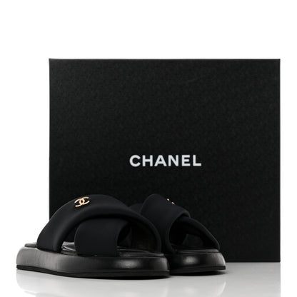 Chanel Fabric CC Mules Sandals 36 Black 15 of 15
