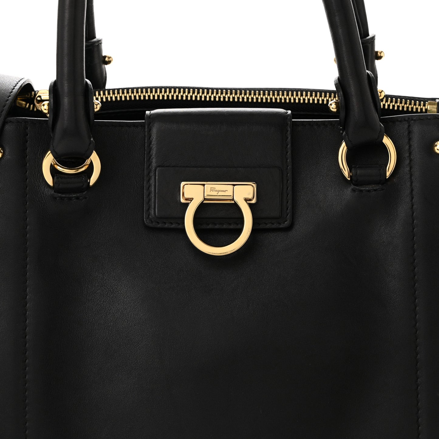 Calfskin Trifolio Shopping Tote Black