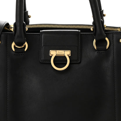 Salvatore Ferragamo Calfskin Trifolio Shopping Tote Black 8 of 10