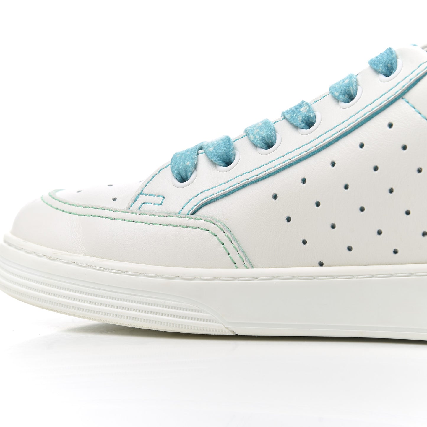 Calfskin Womens Logo Sneakers 40 White Blue