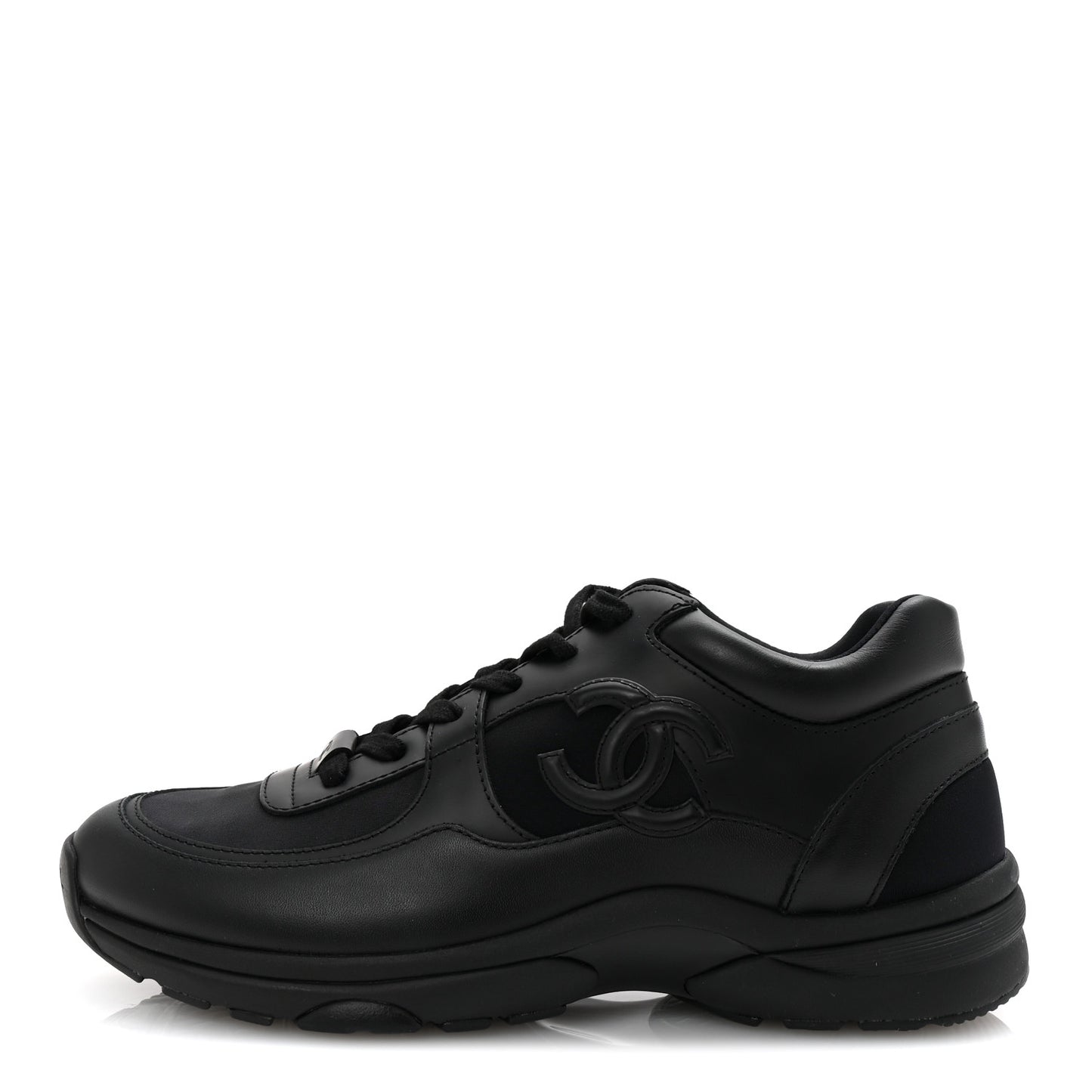 Lambskin Fabric CC Sneakers 39 Black