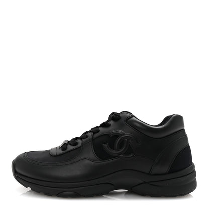 Chanel Lambskin Fabric CC Sneakers 39 Black 1 of 9