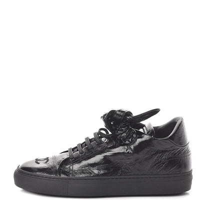 Chanel Crumpled Calfskin Womens CC Bow Sneakers 38.5 Black 1 of 6