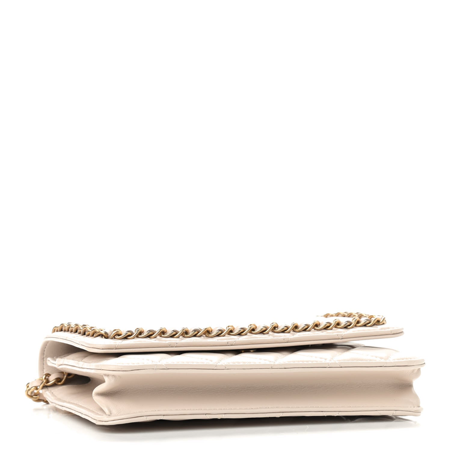 Chanel Lambskin Quilted Chain Around Wallet On Chain WOC Beige 4 of 10