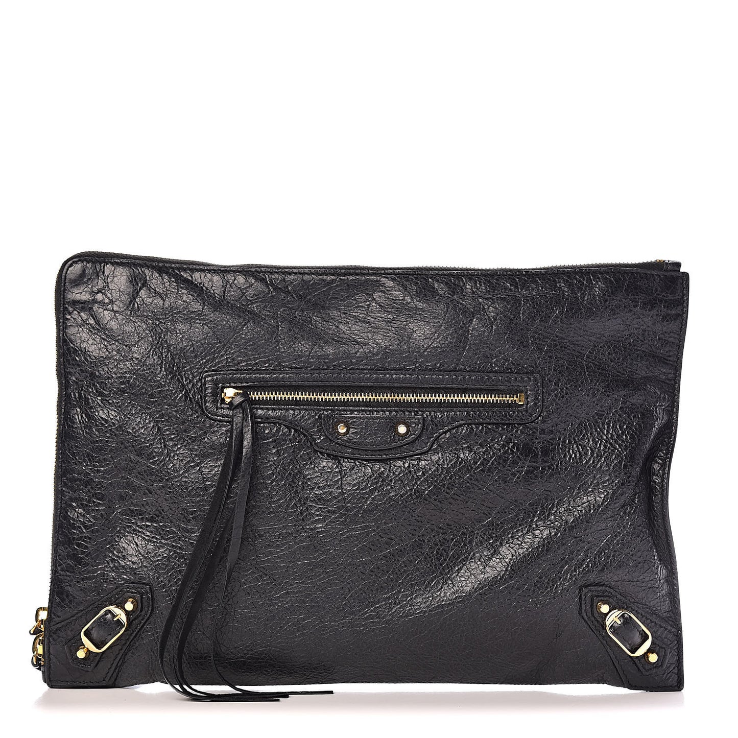 Agneau Classic Gold Hardware Small Pouch Black