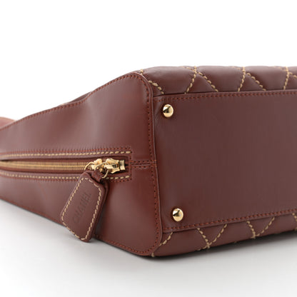 Chanel Calfskin Wild Stitch Vertical Top Handle Bag Brown 9 of 10