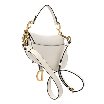 Christian Dior Grained Calfskin Mini Saddle Bag With Strap White 3 of 11