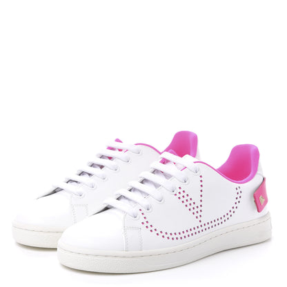 Valentino Garavani Calfskin Womens Backnet Sneakers 35.5 White Fuchsia 3 of 11