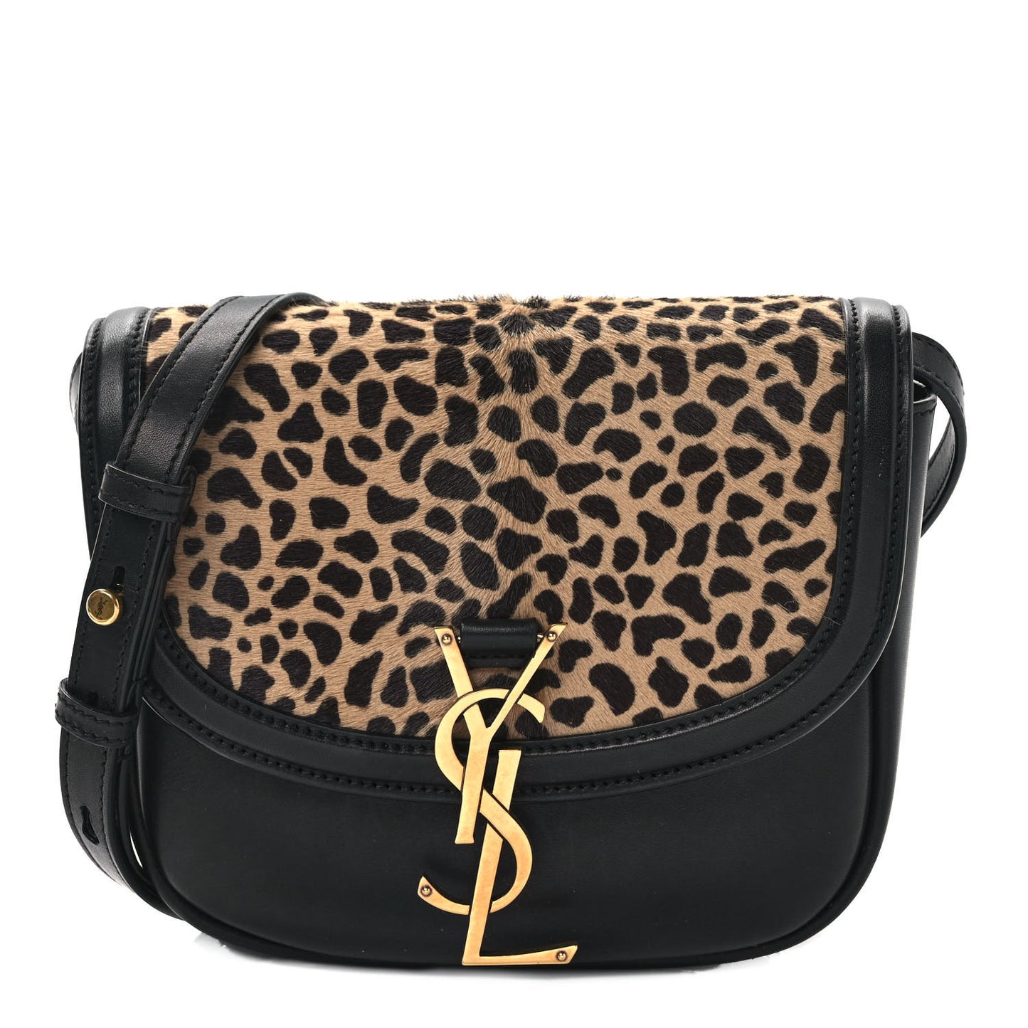 Pony Hair Calfskin Leopard Print Monogram Small Kaia Satchel Black