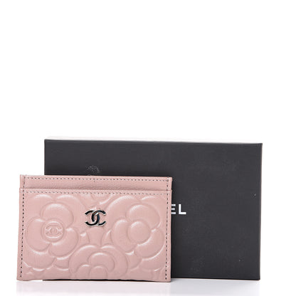 Chanel Goatskin Camellia Embossed Card Holder Wallet Light Pink 8 of 8