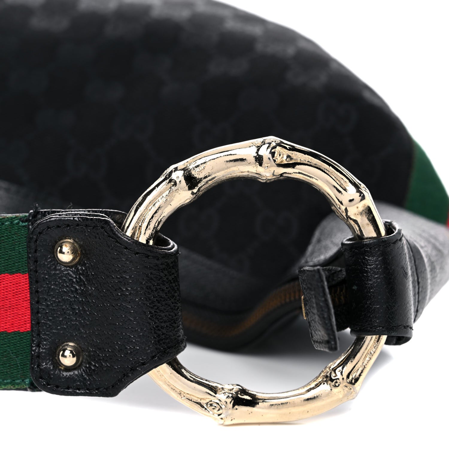 Gucci Monogram Web Bamboo Ring Hobo Black 17 of 18