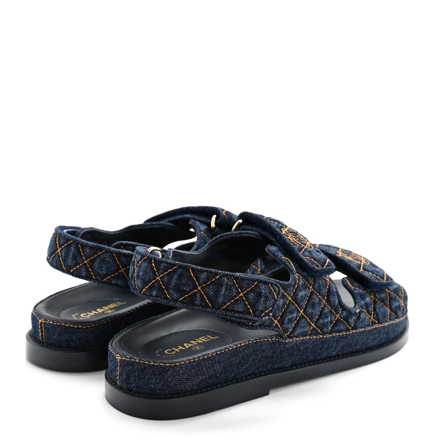 Denim Velcro Dad Sandals 38.5 Navy Blue