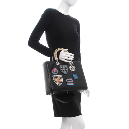 Christian Dior Smooth Calfskin Large Lucky Badges Lady Dior Black 2 of 10
