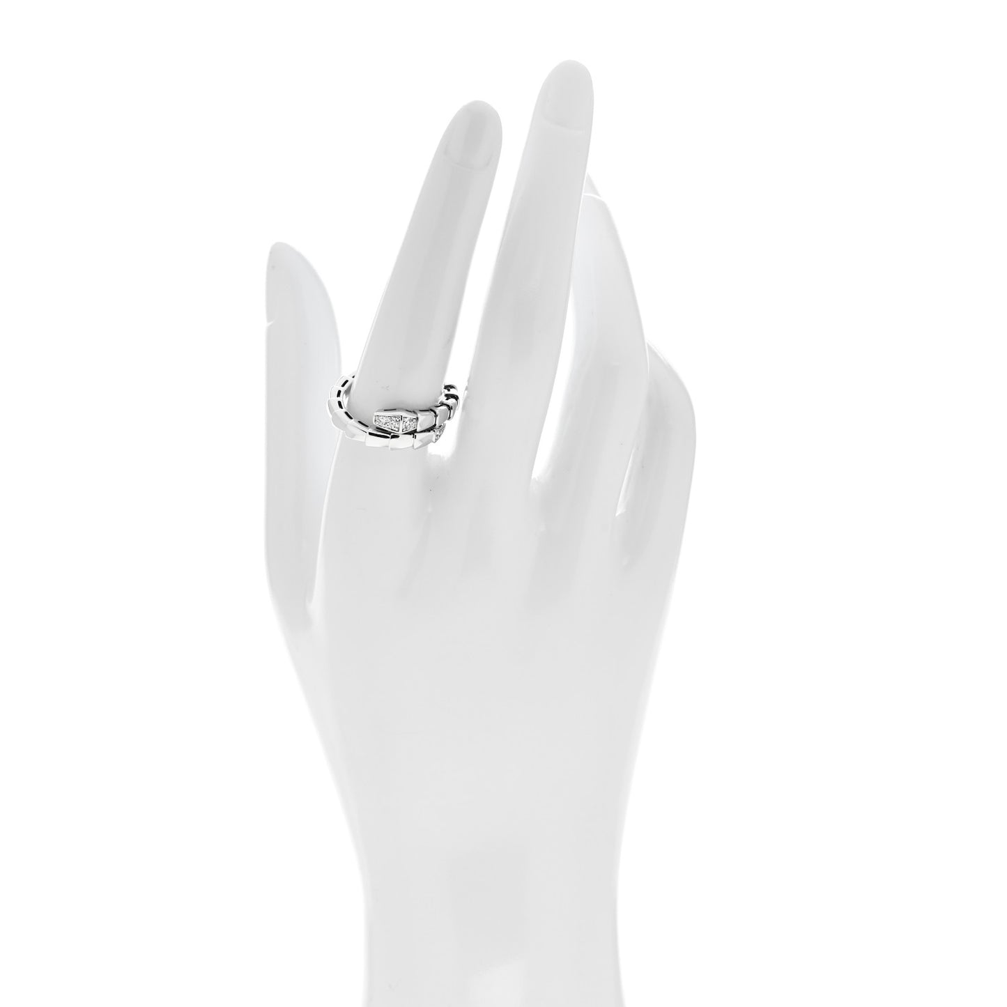 18K White Gold Diamond Serpenti Viper Single Spiral Ring 57 8 - 59 8.75