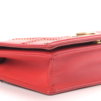 Christian Dior Calfskin Studded Diorama Top Handle Wallet on Chain Pouch Red 6 of 9