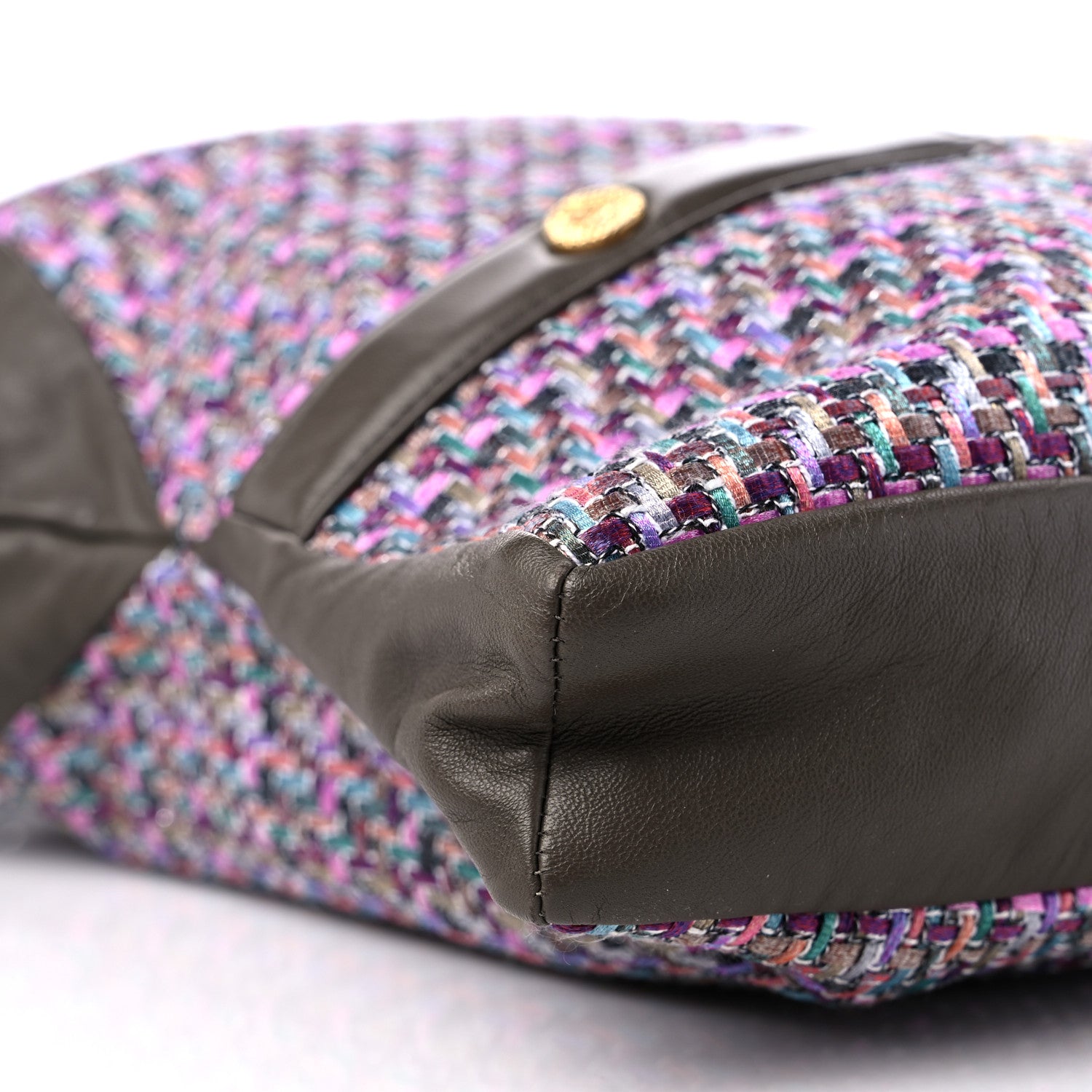 Chanel Tweed Lambskin Large Girl Bag Purple Multicolor 8 of 9