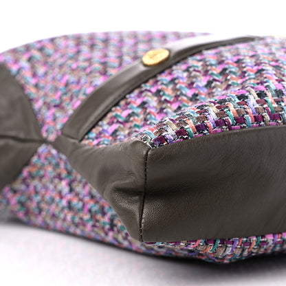 Chanel Tweed Lambskin Large Girl Bag Purple Multicolor 8 of 9