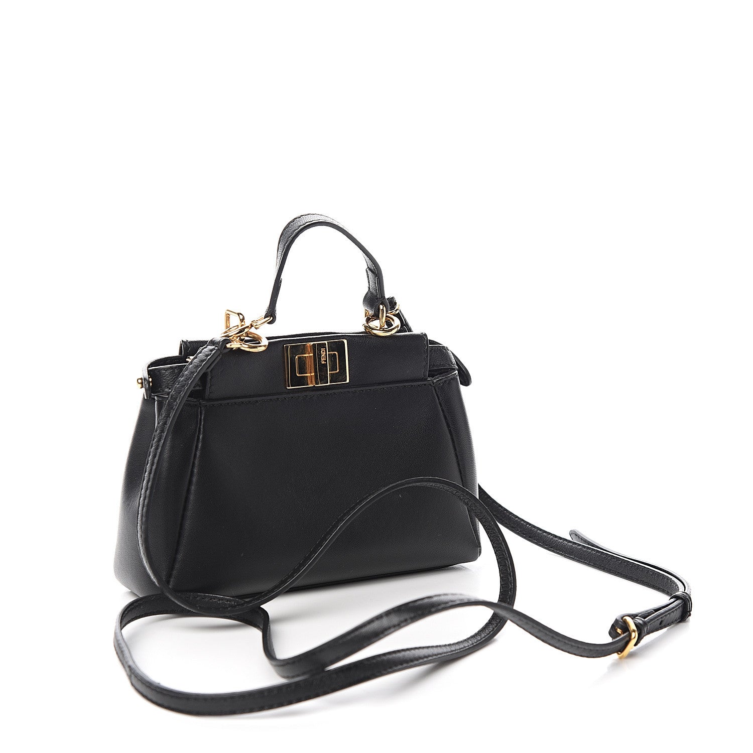 Fendi Nappa Micro Peekaboo Iconic Satchel Black 2 of 9
