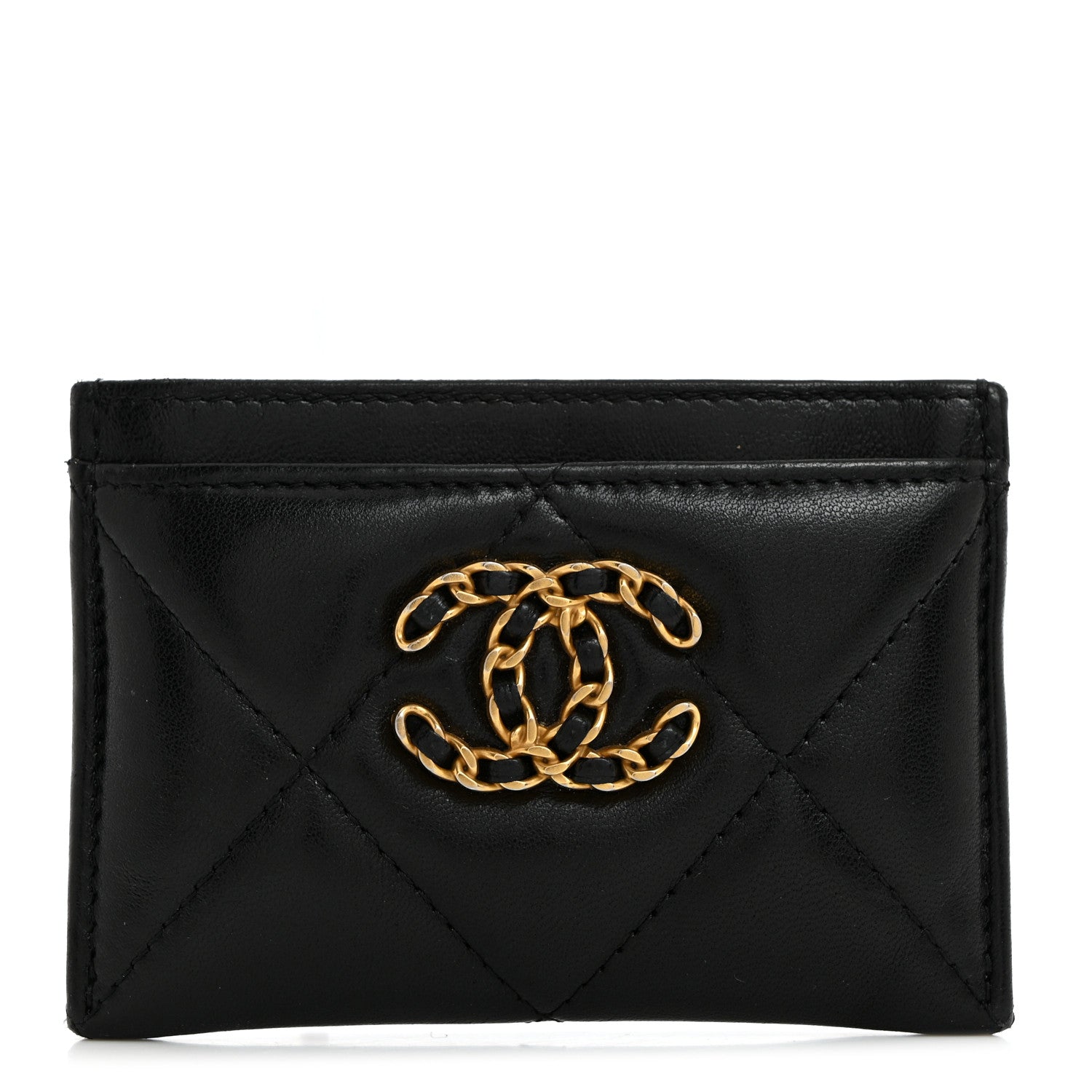 Chanel Lambskin Quilted Chanel 19 Card Holder Black 1 of 8